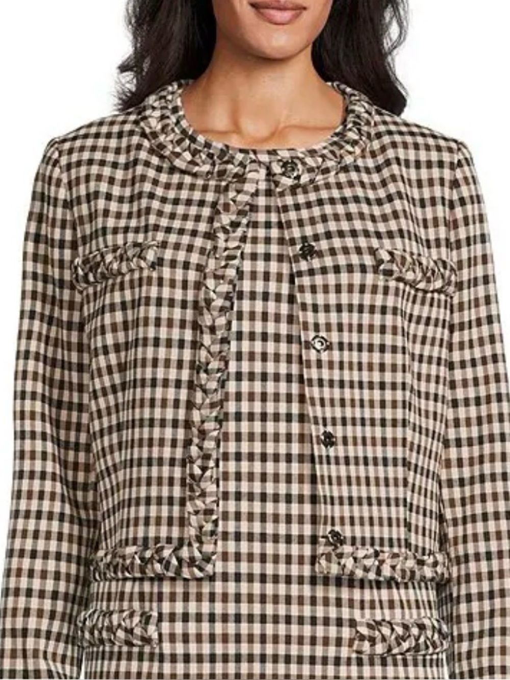 NWT Preston & York Marcia Coordinating Novelty Plaid Crew Neck Jacket Size 6